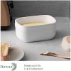 imageDOWAN Ceramic Butter Dish Extra Large Butter Keeper for Countertop or Fridge Airtight Butter Container with Wooden Lid Farmhouse Kitchen Decor and Accessories Freezer Safe WhiteWhite