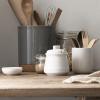 imageDOWAN Kitchen Utensil Holder 72 Large Utensil Crock Cooking Utensil Holder for Countertop TableProtection Cork Mat Heavy Stable Ceramic No Wobbling Easy to Clean Grey