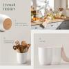 imageDOWAN White Utensil Holder 71quot Kitchen Utensil Holder Utensil Holder for Countertop Home Decor TableProtection Cork Mat Ceramic Container for Utensil Sets Utensil Crock Plant Pots