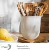 imageDOWAN White Utensil Holder 71quot Kitchen Utensil Holder Utensil Holder for Countertop Home Decor TableProtection Cork Mat Ceramic Container for Utensil Sets Utensil Crock Plant Pots