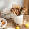 imageDOWAN White Utensil Holder 71quot Kitchen Utensil Holder Utensil Holder for Countertop Home Decor TableProtection Cork Mat Ceramic Container for Utensil Sets Utensil Crock Plant Pots