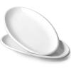 imageDOWAN 14quot White Serving Platters for Entertaining Oval Serving Plates Party Serving Trays and Platters Oven Safe Porcelain Dinner Serving Tray Serving Dishes for Meat Set of 214 in  8 in