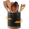 imageDOWAN 360 Rotating Extra Large Cooking Utensil Holder 76quot Kitchen Utensil Holder for Countertop Utensil Crock for Farmhouse Kitchen Decor Ceramic Stable Utensil Caddy WhiteMatte Black