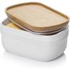 imageDOWAN Ceramic Butter Dish Extra Large Butter Keeper for Countertop or Fridge Airtight Butter Container with Wooden Lid Farmhouse Kitchen Decor and Accessories Freezer Safe WhiteWhite