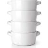 imageDOWAN Soup Bowls with Handles 24 ounces Ceramic Cereal Bowl Set for kitchen White French Onion Soup Crocks Microwave Oven Safe Stackable Soup Mug for Soup Cereal Stew Chilli Set of 4