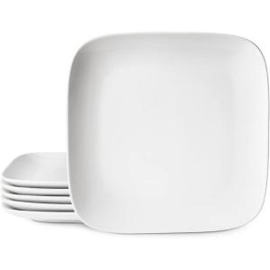 imageDOWAN 106quot Square Dinner Plates Set of 6  White Ceramic Plates for Dinner Salad Appetizer ampamp Dessert Microwave Oven Dishwasher Safe  Perfect for Party Wedding Birthday Mothers Day Gifts