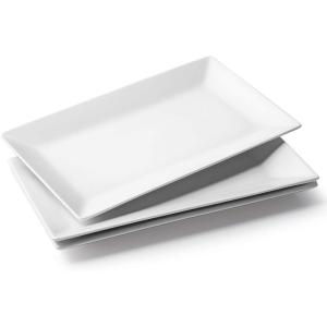 imageDOWAN 14quot Serving Trays Serving Platters Ceramic Serving Platters and Trays Rectangle Plates Set of 3 for Weddings Parties Oven Microwave Dishwasher Heat Resistant Easy to Clean White3 PCS