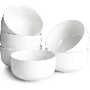 imageDOWAN 22 OZ Ceramic Cereal Bowls  525quot White Soup Bowls Set of 6 for Kitchen Bouillon Cups for Cereal Soup Oatmeal Rice Dishwasher ampamp Microwave Safe22 OZ
