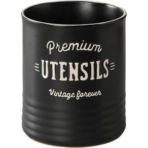 imageDOWAN 72 Extra Large Kitchen Utensil Holder  Farmhouse Utensil Holder for Countertop  Ceramic Utensil Crock with Protection Cork Mat  Kitchen Decor ampamp Housewarming Gift GreyMatte Black