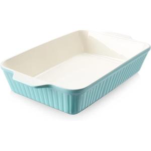 imageDOWAN 8x8 Baking dish Square Baking Pan Ceramic Casserole Dishes for Oven Cake Pan with Handle for Brownie Lasagna Casserole 2 Quart Home Gift Airy BlueBlue