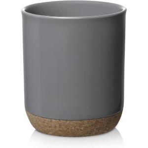 imageDOWAN Kitchen Utensil Holder 72 Large Utensil Crock Cooking Utensil Holder for Countertop TableProtection Cork Mat Heavy Stable Ceramic No Wobbling Easy to Clean Grey