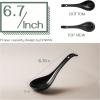 imageDOWAN Soup Spoons Set of 6 Ceramic Chinese Soup Spoon Asian Soup Spoons White Japanese Spoon Large for Ramen Pho Wonton Dumpling Miso Deep Oval Hook DesignBlack