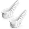imageDOWAN Soup Spoons Set of 6 Ceramic Chinese Soup Spoon Asian Soup Spoons White Japanese Spoon Large for Ramen Pho Wonton Dumpling Miso Deep Oval Hook DesignWhite