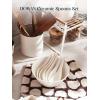 imageDOWAN Soup Spoons Set of 6 Ceramic Chinese Soup Spoon Asian Soup Spoons White Japanese Spoon Large for Ramen Pho Wonton Dumpling Miso Deep Oval Hook DesignWhite