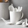 imageDOWAN Soup Spoons Set of 6 Ceramic Chinese Soup Spoon Asian Soup Spoons White Japanese Spoon Large for Ramen Pho Wonton Dumpling Miso Deep Oval Hook DesignWhite