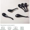 imageDOWAN Soup Spoons Set of 6 Ceramic Chinese Soup Spoon Asian Soup Spoons White Japanese Spoon Large for Ramen Pho Wonton Dumpling Miso Deep Oval Hook DesignBlack