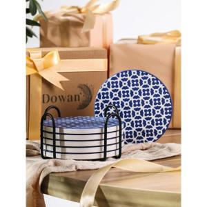 imageDOWAN Ceramic Drink Coasters Set of 6 Colorful 4quot Coasters for Coffee Table Funny ampamp Absorbent with Cork Base Home Decor GiftVintage Blue
